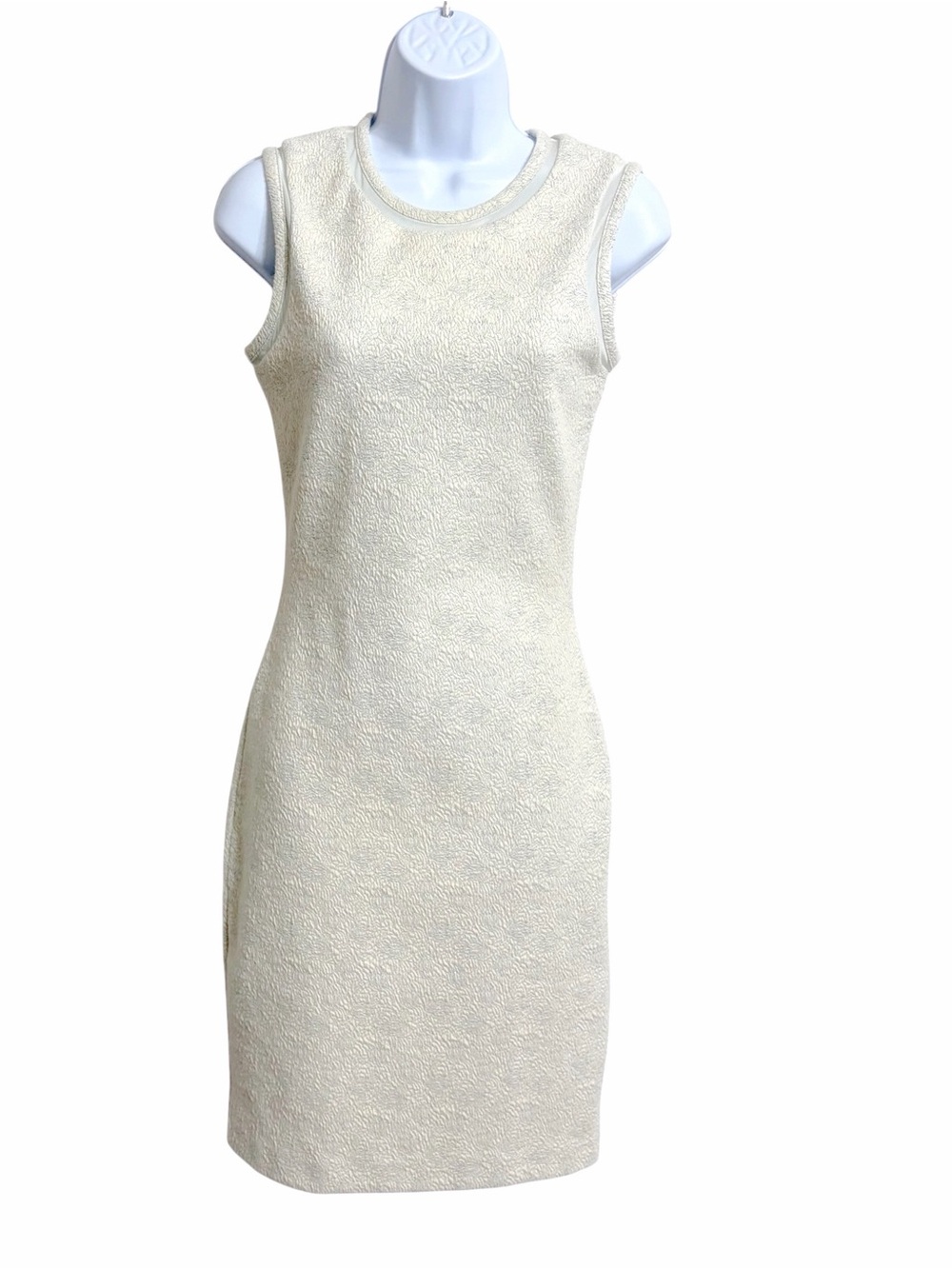 Reiss Amari Textured Bodycon Sheath Dress 2 White Silver Night Out Party